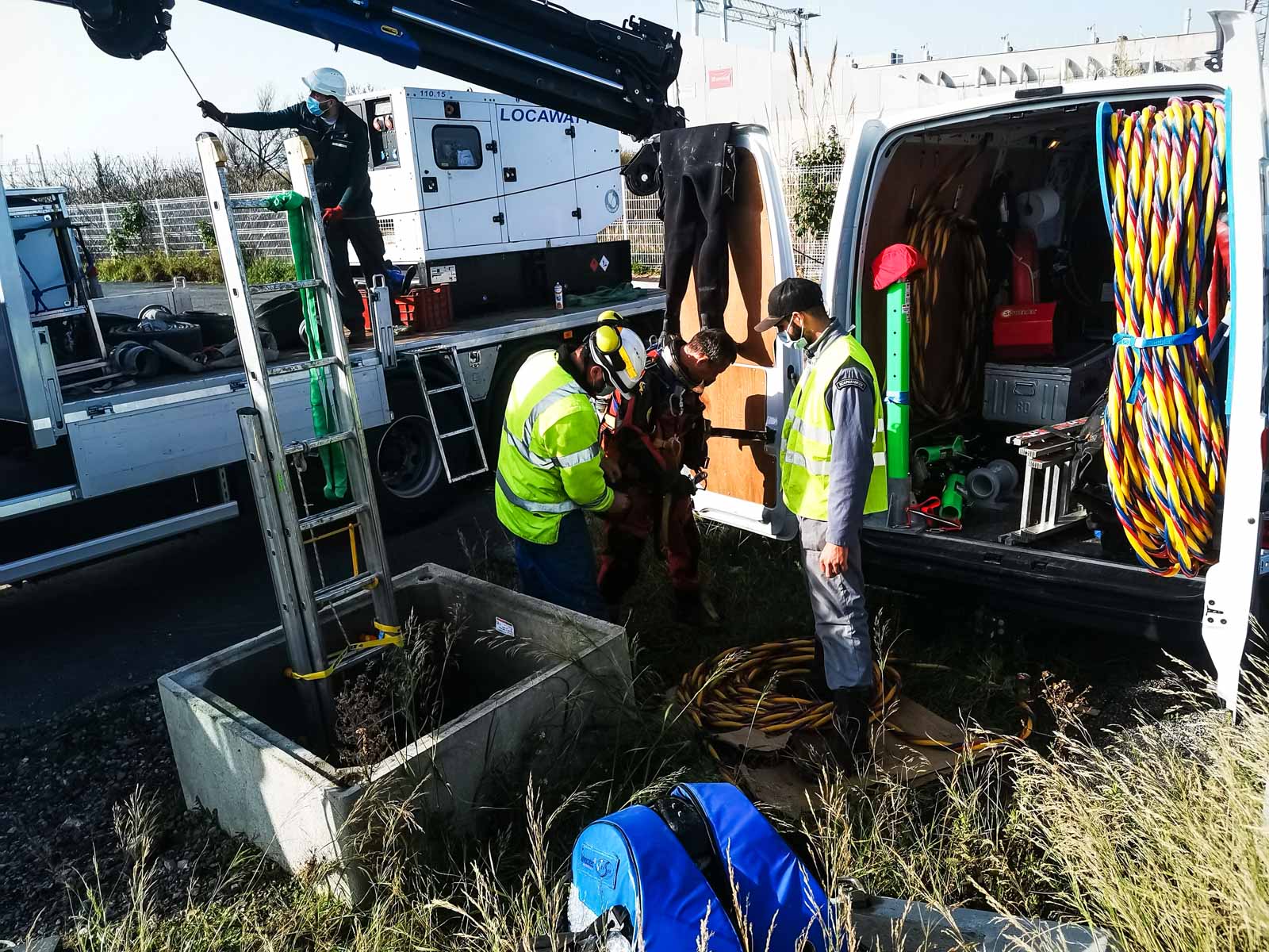 travaux milieu confine station epuration sete scaphandrier farre