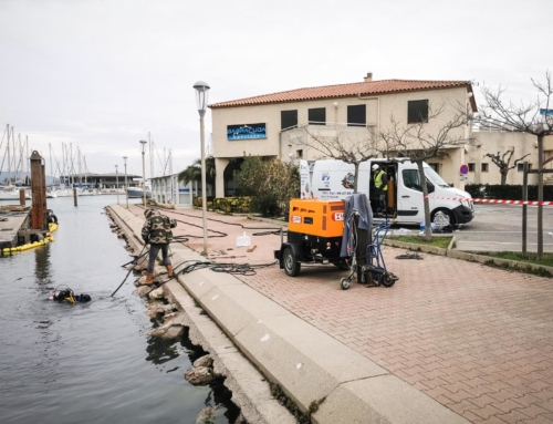 Travaux sous-marins : chantier découpage à l’oxy-arc à Frontignan